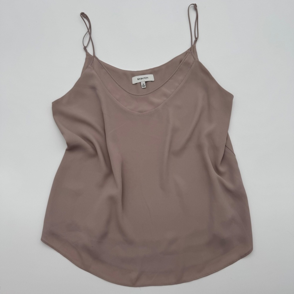 Babaton Aritzia Essential V-Neck Camisole Mauve Taupe Adjustable Straps XS
